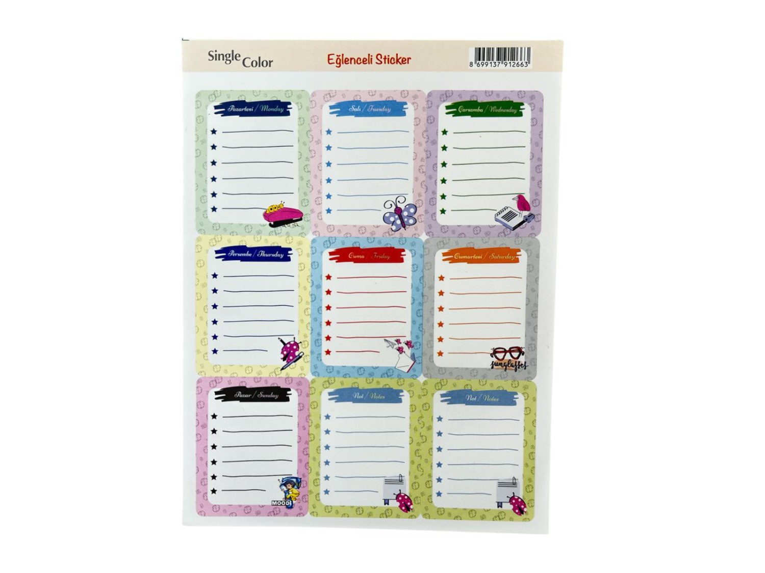 SİNGLE COLOR 2'Lİ EĞLENCELİ STİCKER PK:50'Lİ