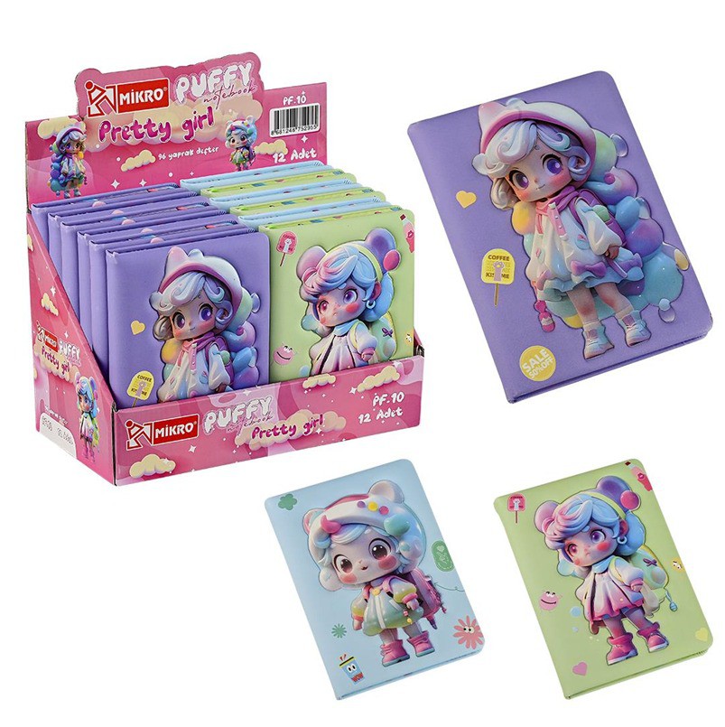 MİKRO PUFFY PF-10 PRETTY GIRL NOT DEFTERI 12'Lİ