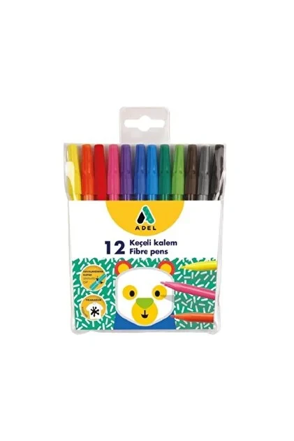 ADEL 12 RENK KEÇELİ KALEM 12'Lİ *18