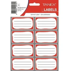 TANEX BRD-7002 BORDÜRLÜ KIRMIZI ÇİFT SIRA OKUL ETİKETİ 10'LU *50