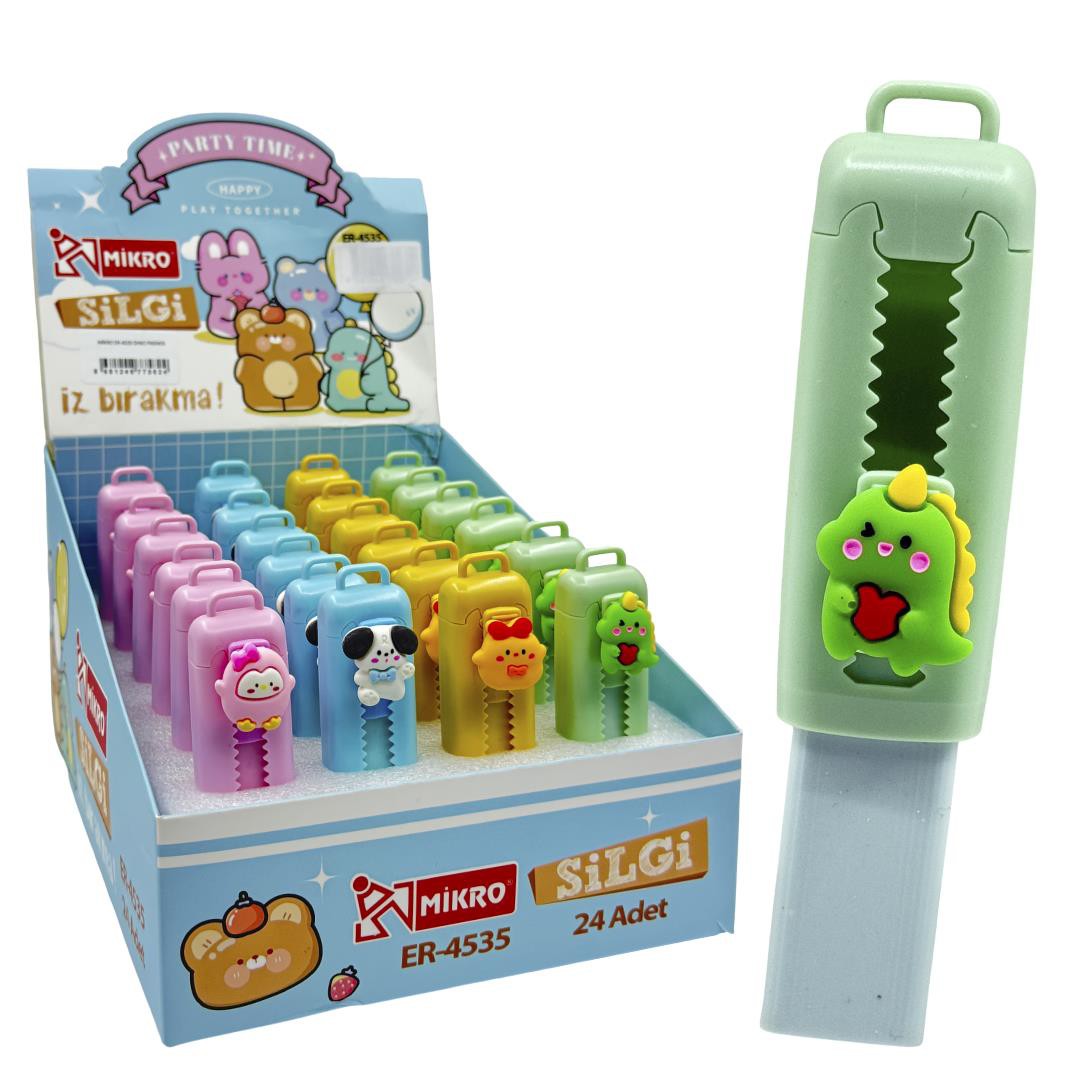 MİKRO ER-4535 DINO FRIENDS SÜRGÜLÜ SİLGİ 24'LÜ PAKET