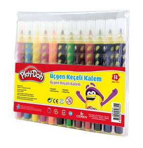 PLAY-DOH KE018 ÜÇGEN FIRÇA UÇLU KEÇELİ KALEM 12RENK 