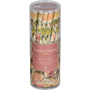 HAPPY GRAPHİX 21-0062-33 JUMBO KURŞUN KALEM  4B 3,5MM ÇİÇEKLER 30LU