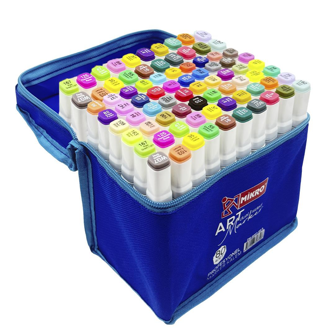 MİKRO ZW-8001-80 S ÇİFT TARAFLI ÇANTALI MARKER KALEM 80'Lİ >