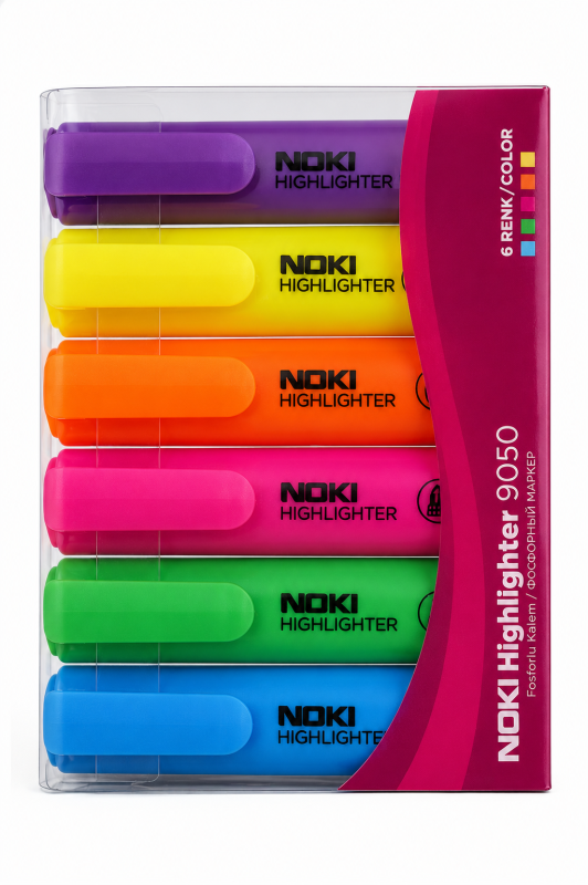 NOKİ 9050-6 NEON FOSFORLU KALEM 6'LI *120