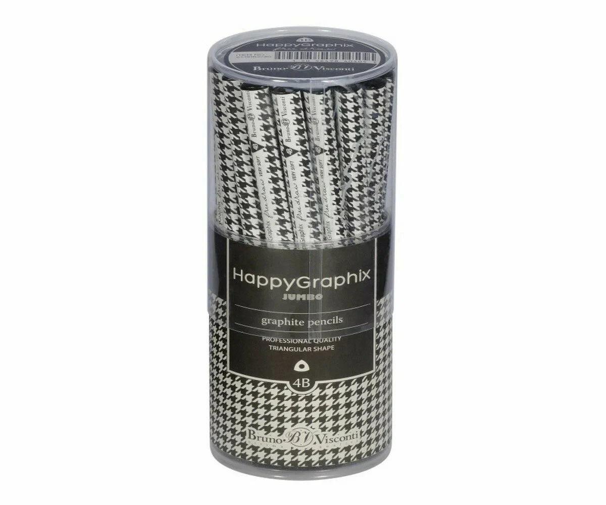 HAPPY GRAPHİX 21-0030 BLACK JUMBO KURŞUN KALEM  4B 3,5MM TRENDY 30LU >