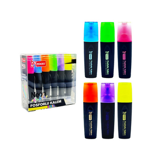 MİKRO MK-605-12 Lİ NEON RENK FOSFORLU KALEM