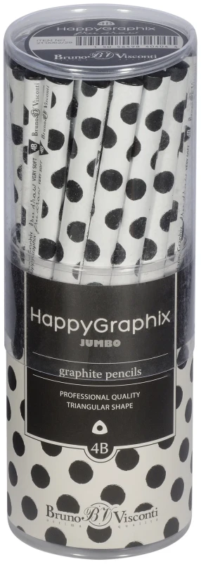 HAPPY GRAPHİX 21-0062-29 BLACK JUMBO KURŞUN KALEM  4B 3,5MM NOKTA 30'LU PAKET >
