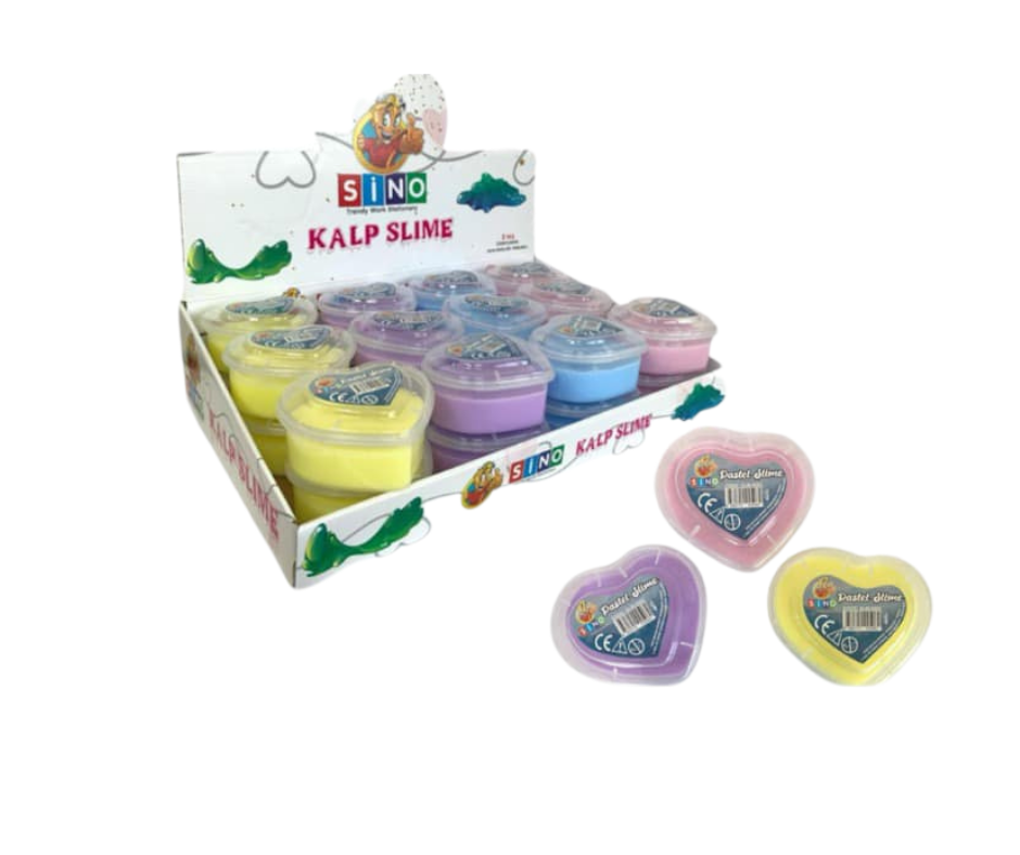 SİNO SLM-0030 PASTEL KALP SLİME 24'LÜ PAKET 140 GR.*6