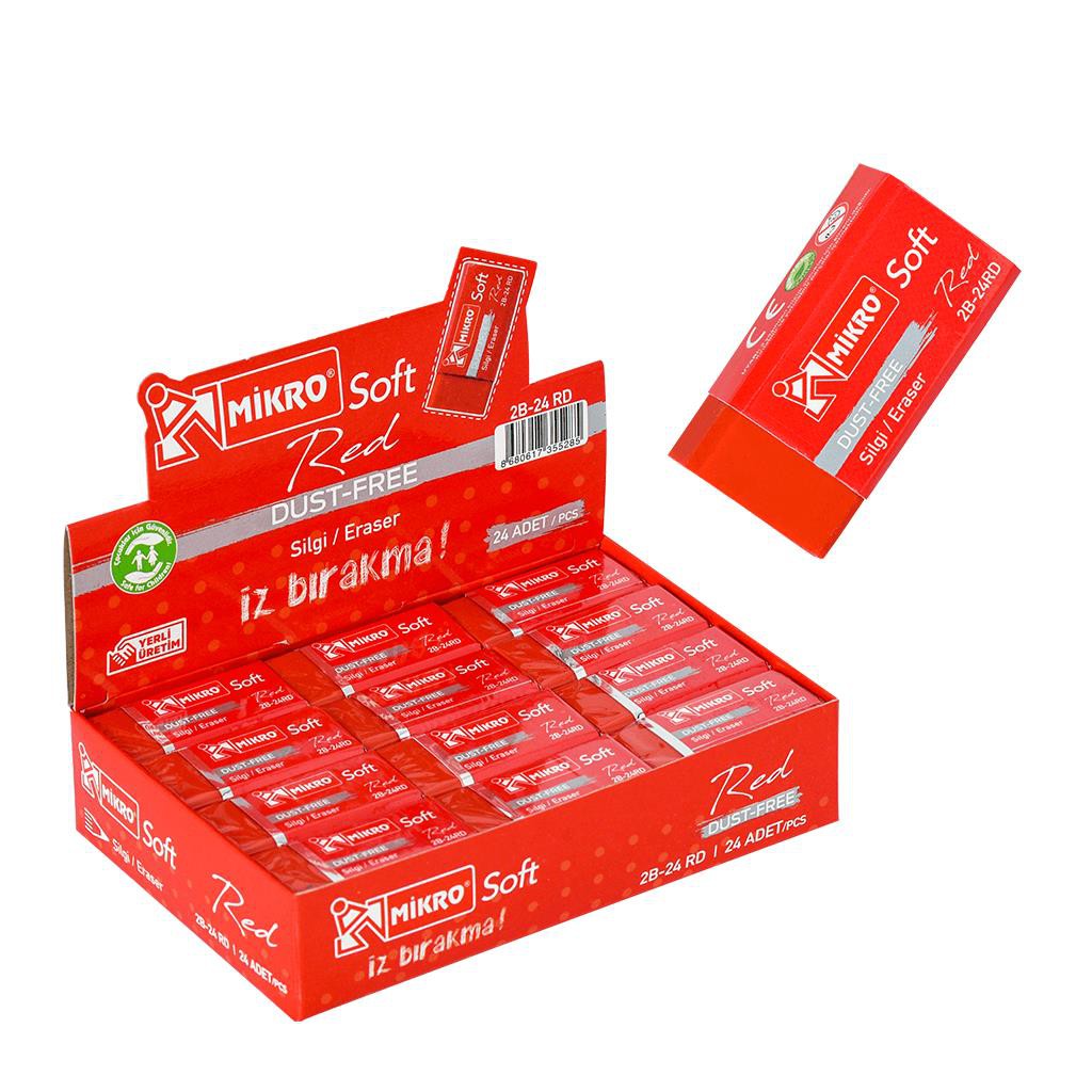 MİKRO 2B-30RD KIRMIZI SOFT SİLGİ 30'LU*50