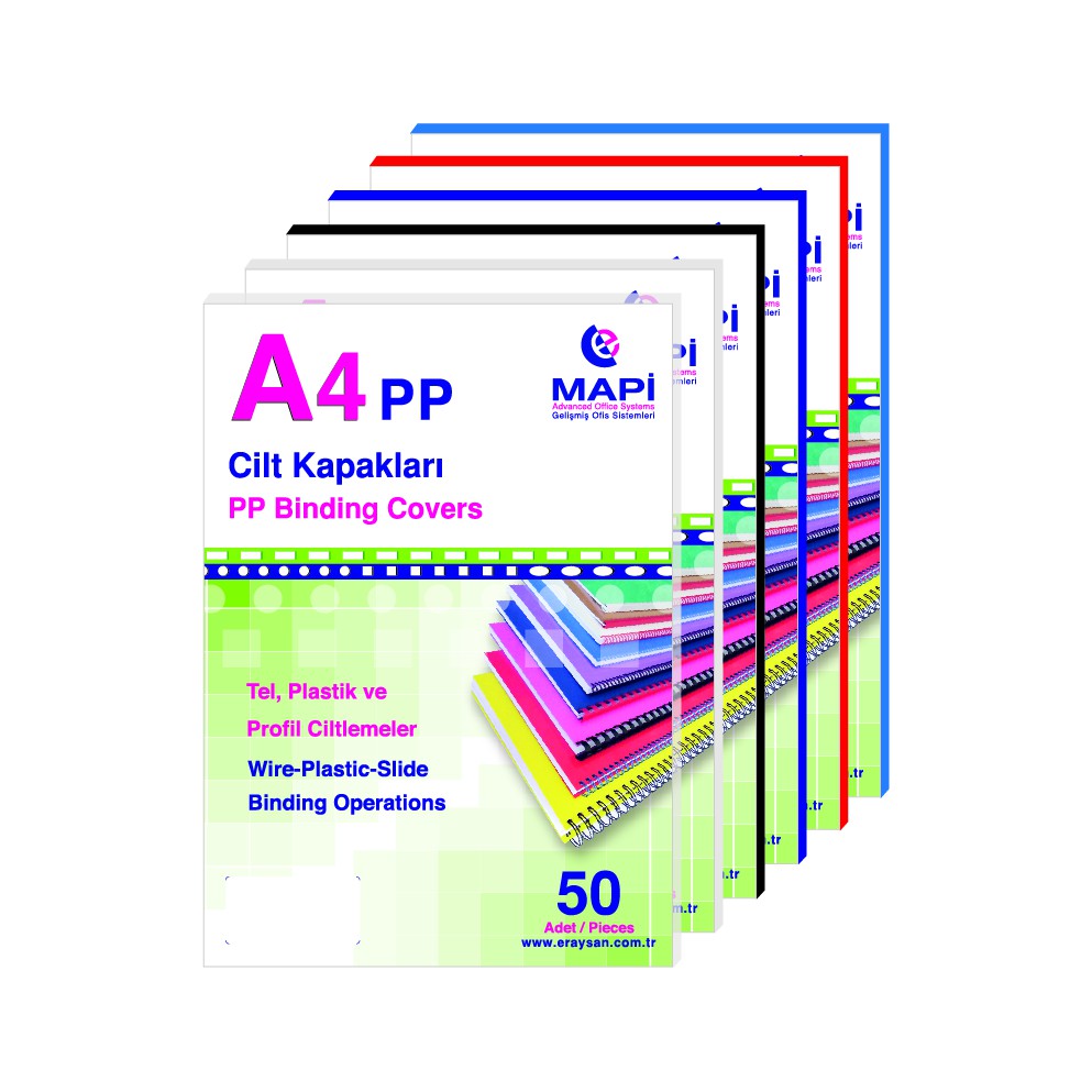 MAPİ-160 PVC CİLT KAPAĞI A4 SİYAH 100'LÜ *20