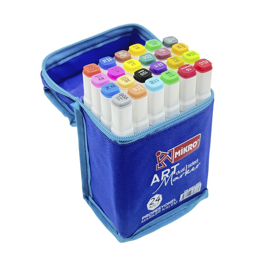 MİKRO ZW-8001  ART ÇİFT TARAFLI ÇANTALI  MARKER 24'LÜ *50