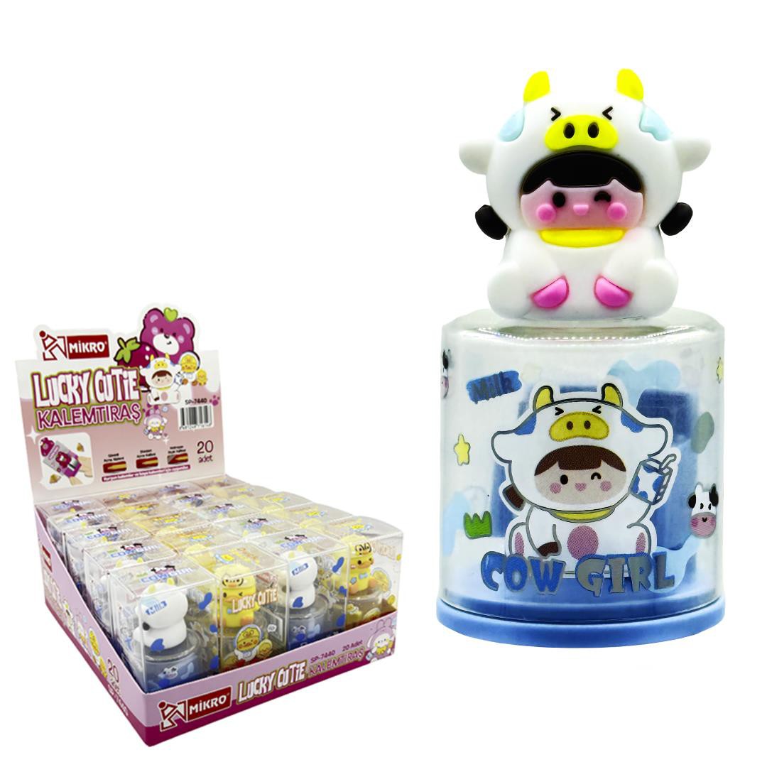 MİKRO SP-7440 FİGÜRLÜ PVC KALEMTIRAŞ LUCKY CUTİE 20'Lİ