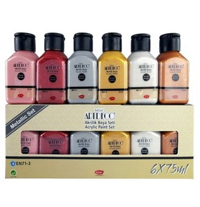 ARTDECO AS3 AKRİLİK BOYA 6X75 SET METALİK RENKLER*30 >