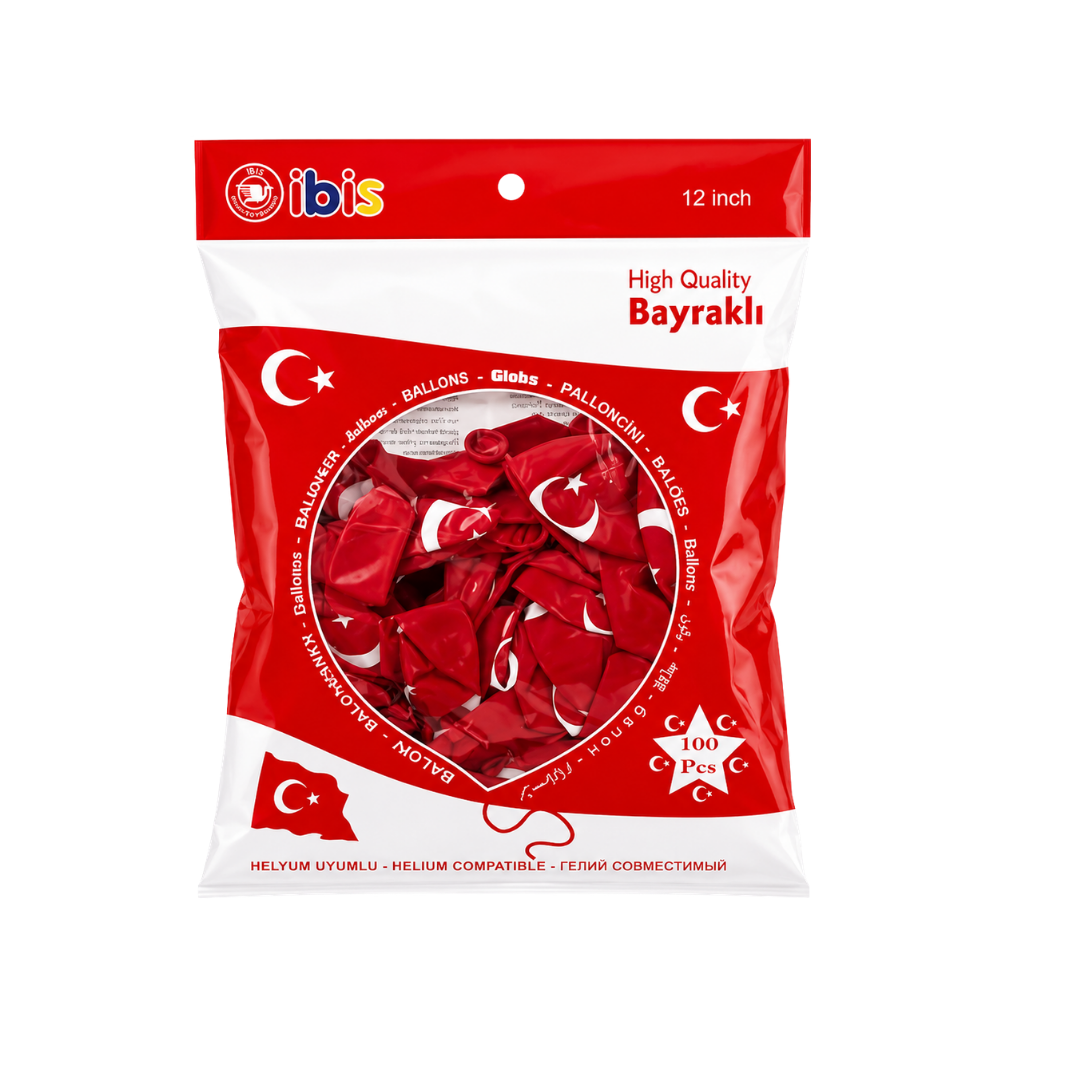 İBİS AYYILDIZ BAYRAKLI BALON 100'LÜ >