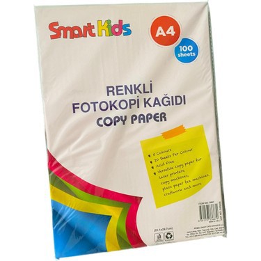 SMART KİDS 3667 RENKLİ FOTOKOPİ KAĞIDI 100'LÜ*24 >