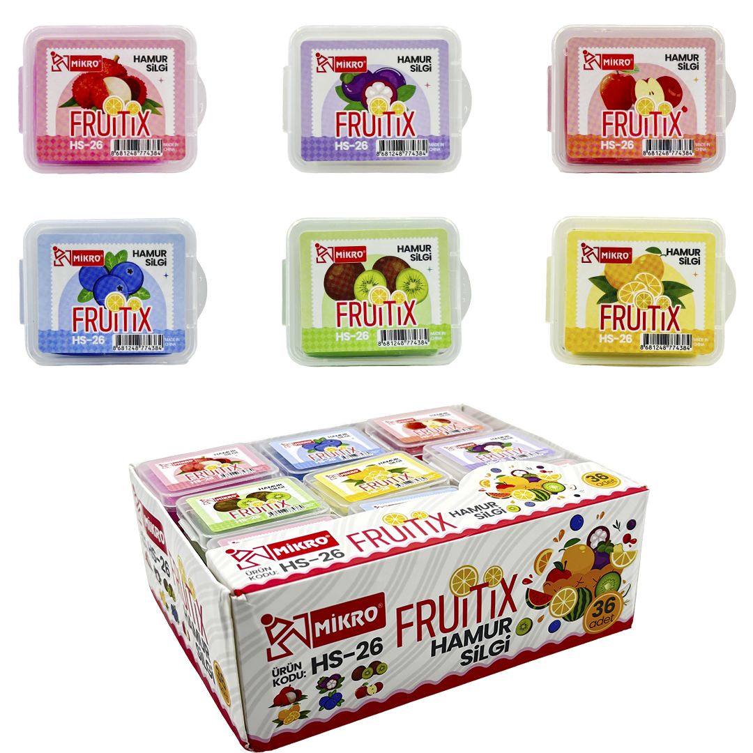 MİKRO HS-26 HAMUR SİLGİ FRUITIX MEYVE KOKULU 36'LI PAKET >