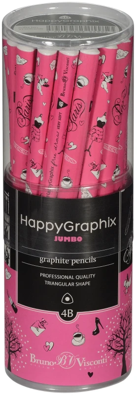 HAPPY GRAPHİX 21-0062-05 JUMBO KURŞUN KALEM  4B 3,5MM ROMANTİK 30LU