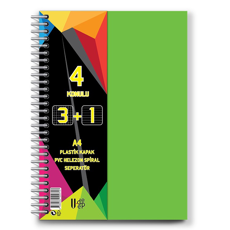U-DEEP PP KAPAK AYRAÇLI DEFTER 3+1 100YP*48