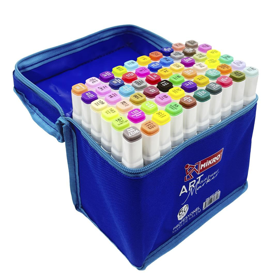 MİKRO ZW-8001  ART ÇİFT TARAFLI ÇANTALI  MARKER 60'LI *20 >