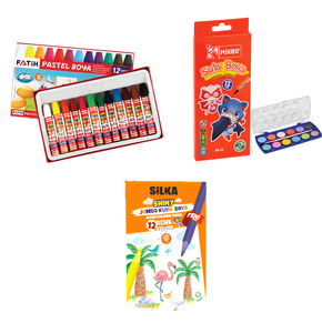 SET-4 3'LÜ BOYA SETİ 24'LÜ PAKET PASTEL+BÜY.SULU+JUM.KURU