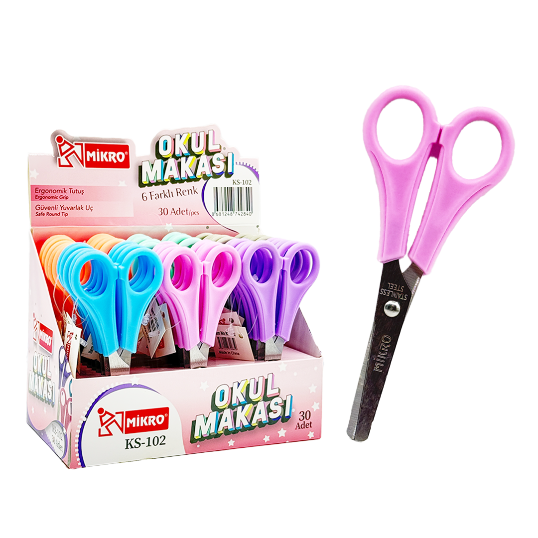 MİKRO  KS-102 STANDLI OKUL MAKASI 30'LU