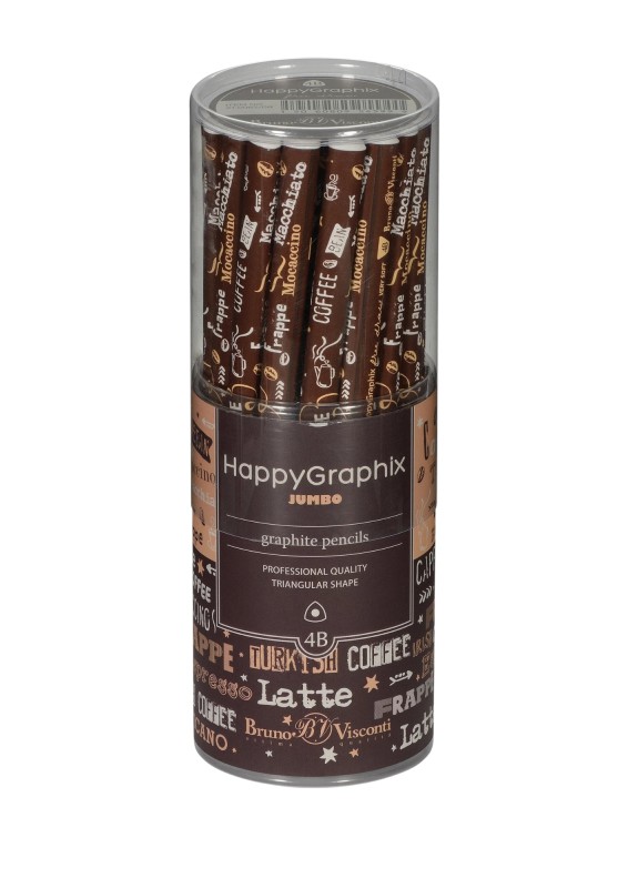 HAPPY GRAPHİX 21-0062-08 JUMBO KURŞUN KALEM  4B 3,5MM KAHVE  30LU >