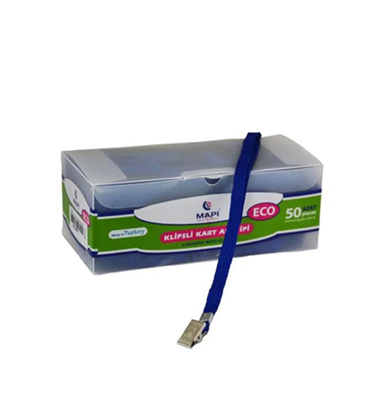 MAPİ LACİVERT  KLİPSLİ-POLYESTER DOKUMA YAKA KARTI İPİ  50'Lİ *20