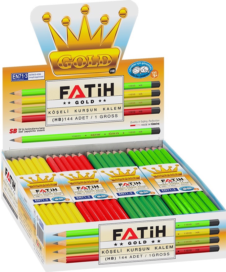 FATİH 11010 GOLD KÖŞELİ KURŞUN KALEM 144'LÜ *24