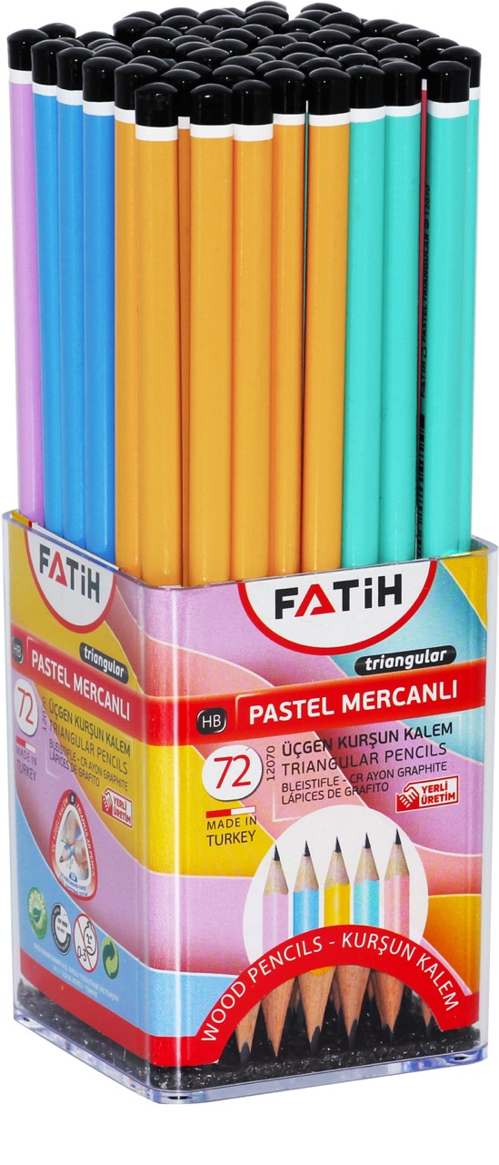 FATİH 12070 ÜÇGEN PASTEL MERCANLI KURŞUN KALEM 72'Lİ *24