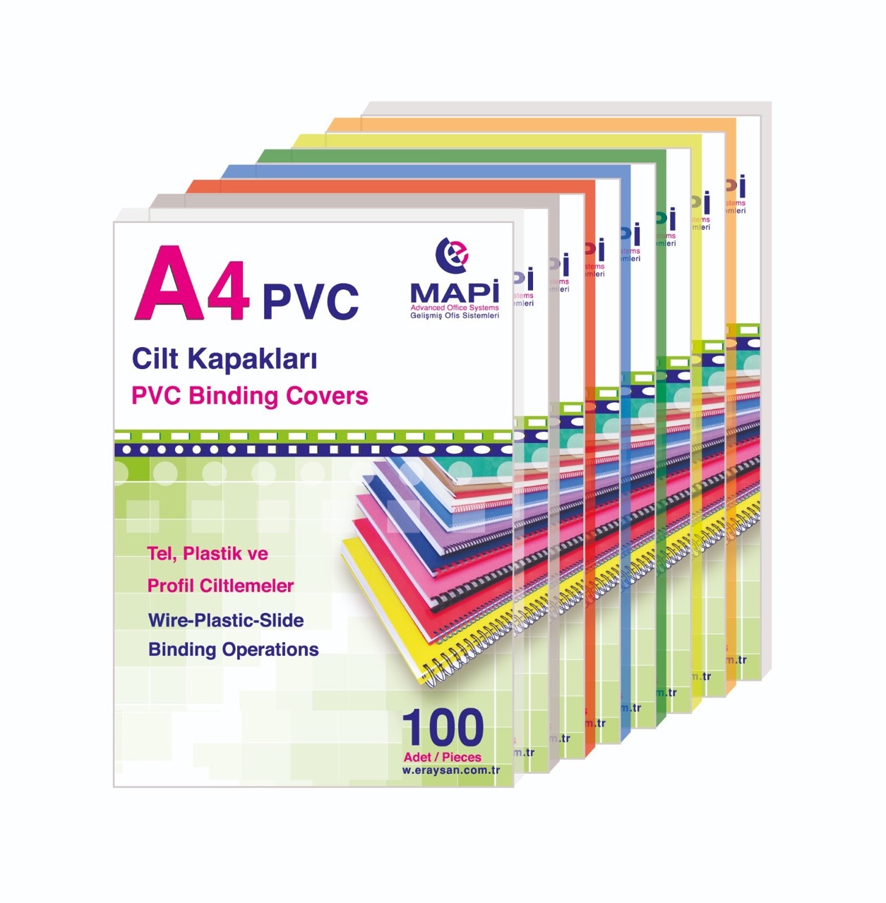 MAPİ-160 PVC CİLT KAPAĞI A4 KIRMIZI 100'LÜ *20