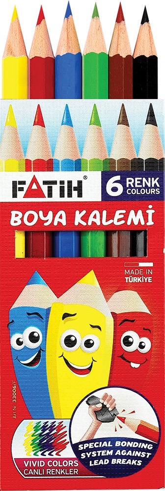 FATİH 33006 KURUBOYA KALEMİ 6 RENK KISA 48Lİ*20