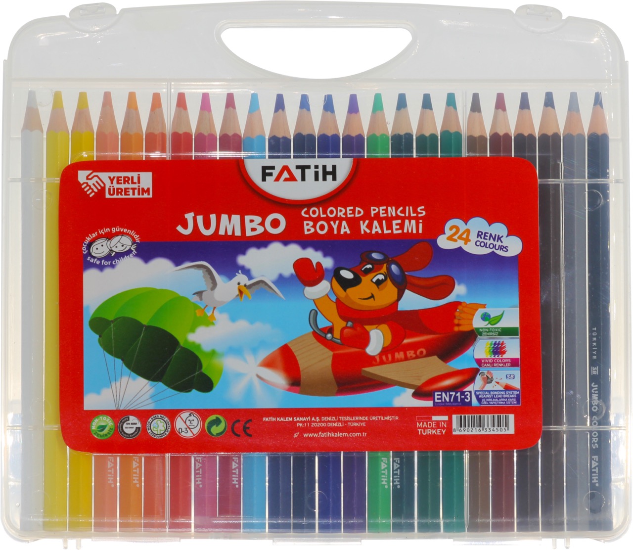 FATİH 33450 JUMBO KURU BOYA 24 RENK ÇANTALI 6'LI PAKET*8