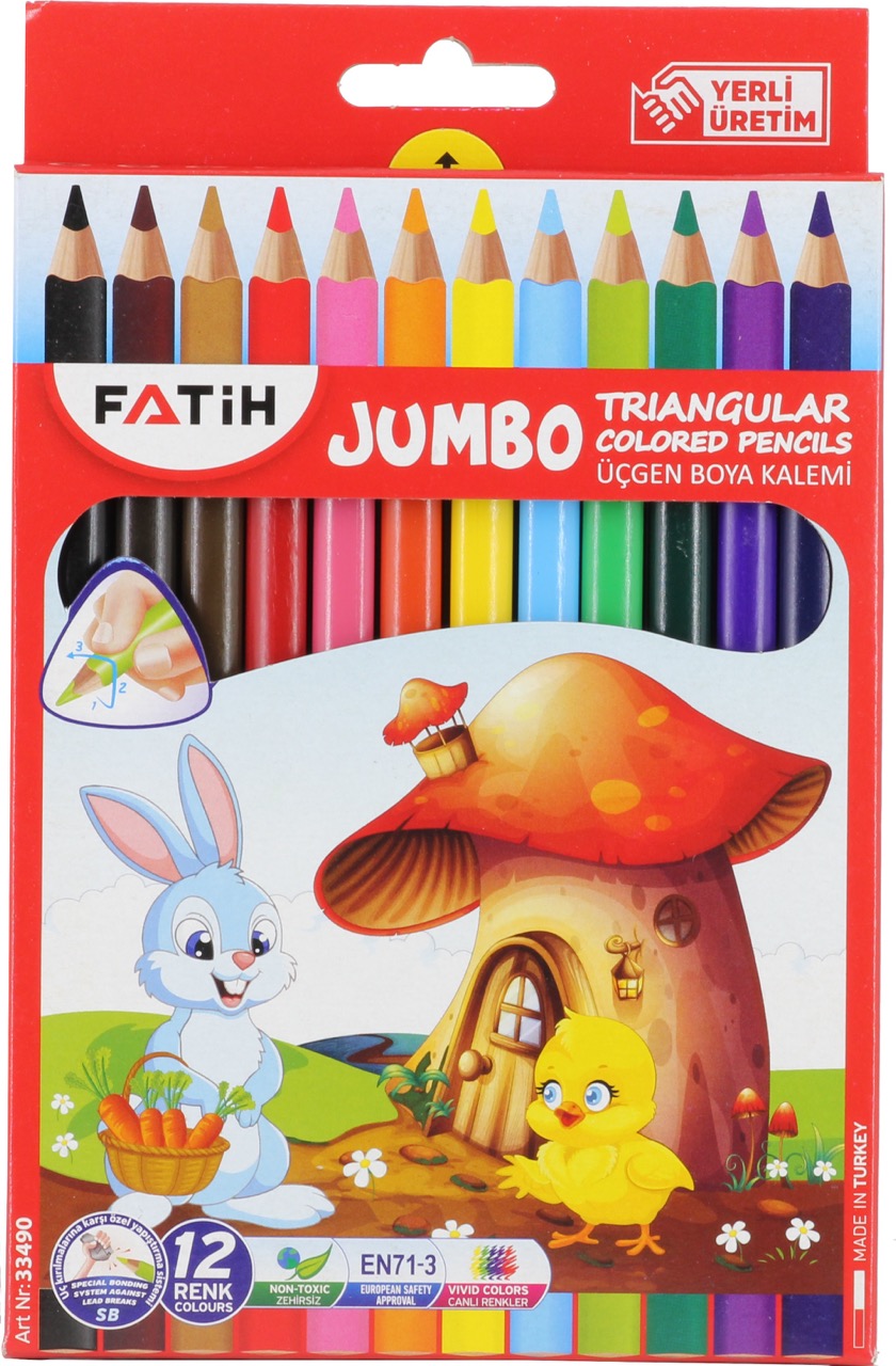 FATİH 33490 TRİANGULAR JUMBO KURUBOYA 12 RENK 6'LI *20
