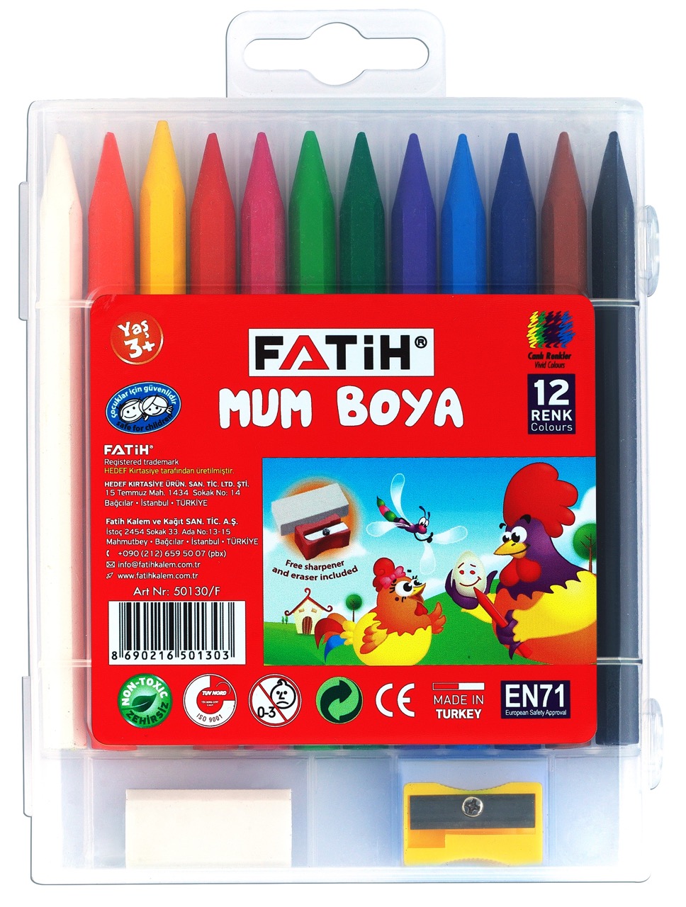 FATİH 50130 POLYMER 12 RENK UZUN MUM BOYA 12'Lİ*12