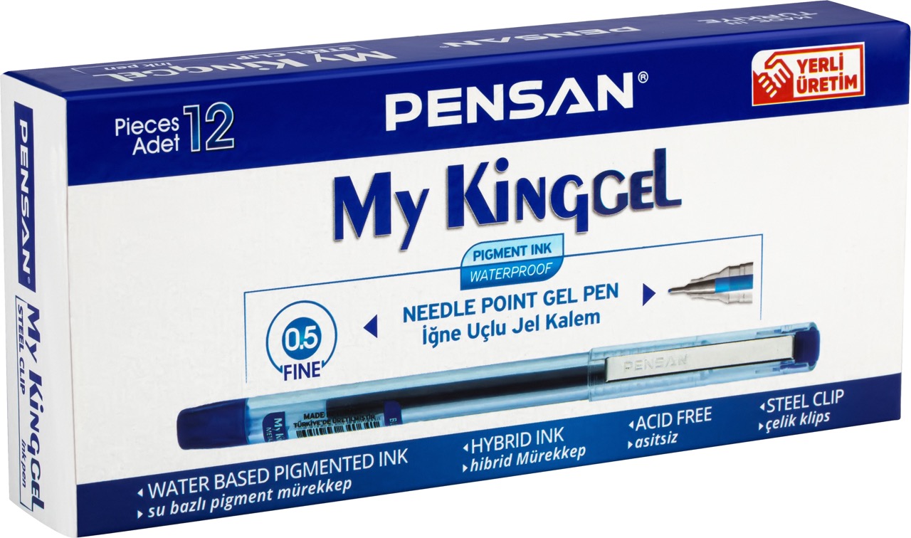 PENSAN 6405 MY-KİNG JEL KALEM METAL KLİPS MAVİ  12Lİ *144