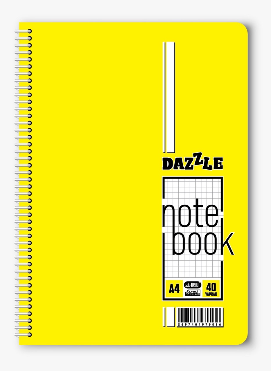 A-4 SPİRALLİ PP  KAPAK DEFTER 40YP KARELİ*8