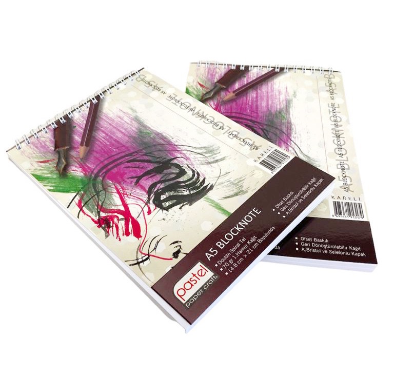 PASTEL A5 SPİRALLİ KARTON BLOKNOT KARELİ 6'Lİ *16 *************