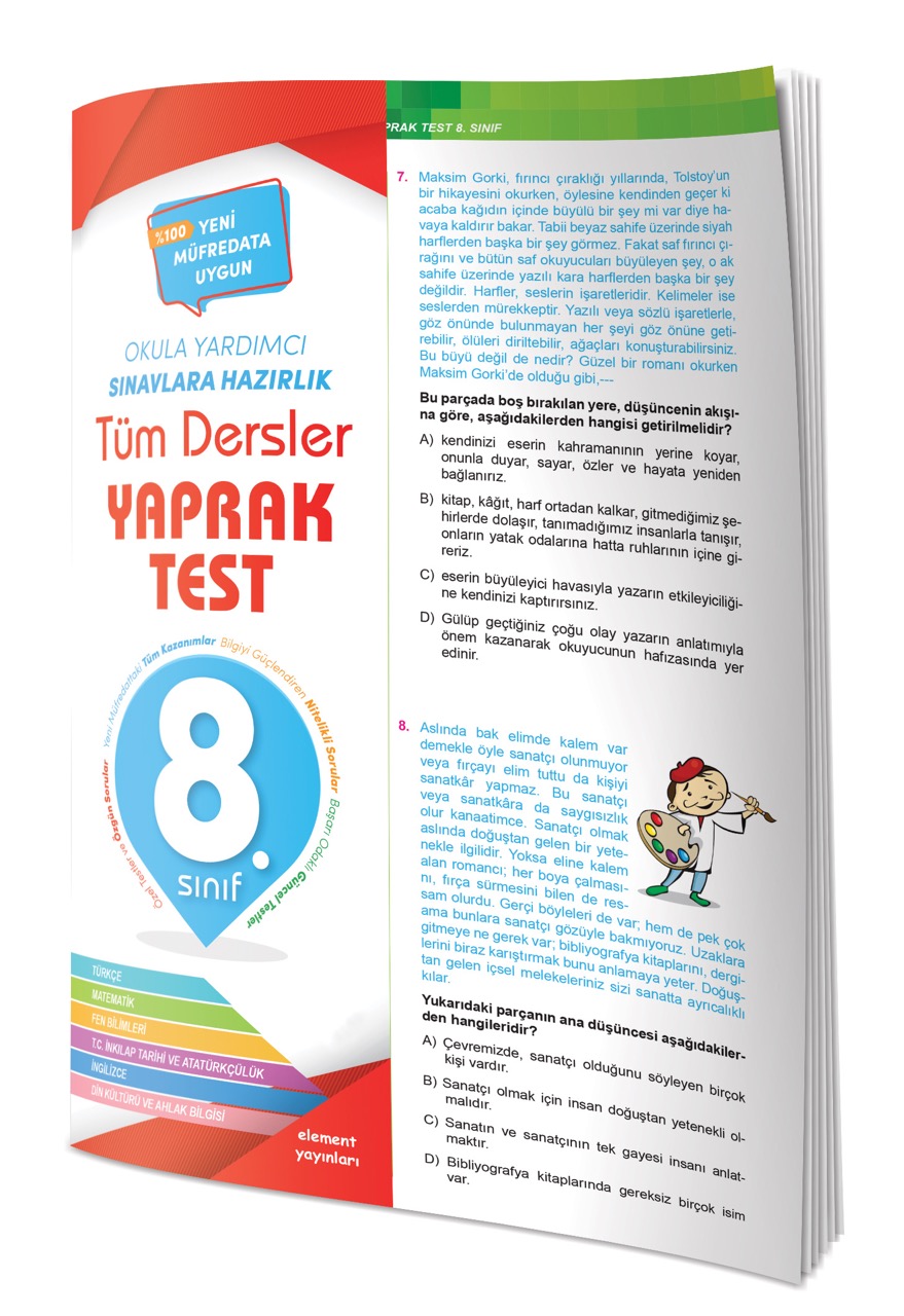 TÜM DERSLER YAPRAK TEST 8.SINIF ELEMENT