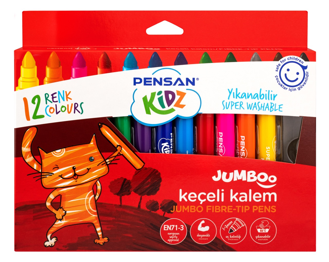 PENSAN KİDZ 99040 JUMBO KEÇELİ KALEM 12 RENK 12'Lİ*6