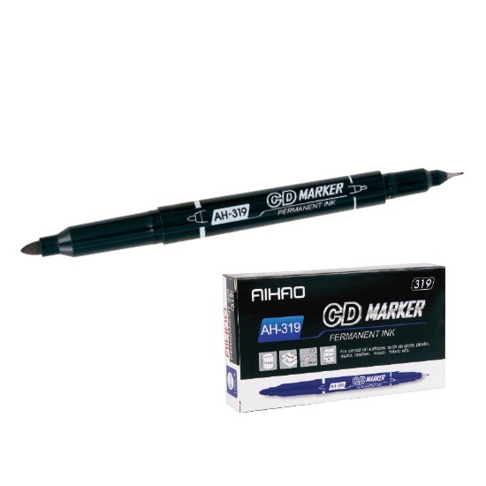 AIHAO AH-319 ÇİFT TARAFLI CD KALEMİ SİYAH 12'Lİ PAKET *144