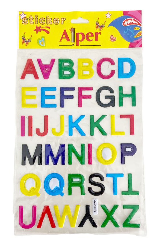 ALPER ALP072 RENKLİ HARFLER BÜYÜK STİCKER 12'Lİ