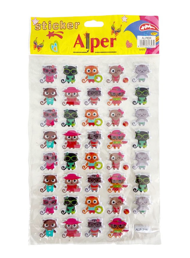 ALPER ALP216 MİNİK KEDİLER BÜYÜK STİCKER 12'Lİ
