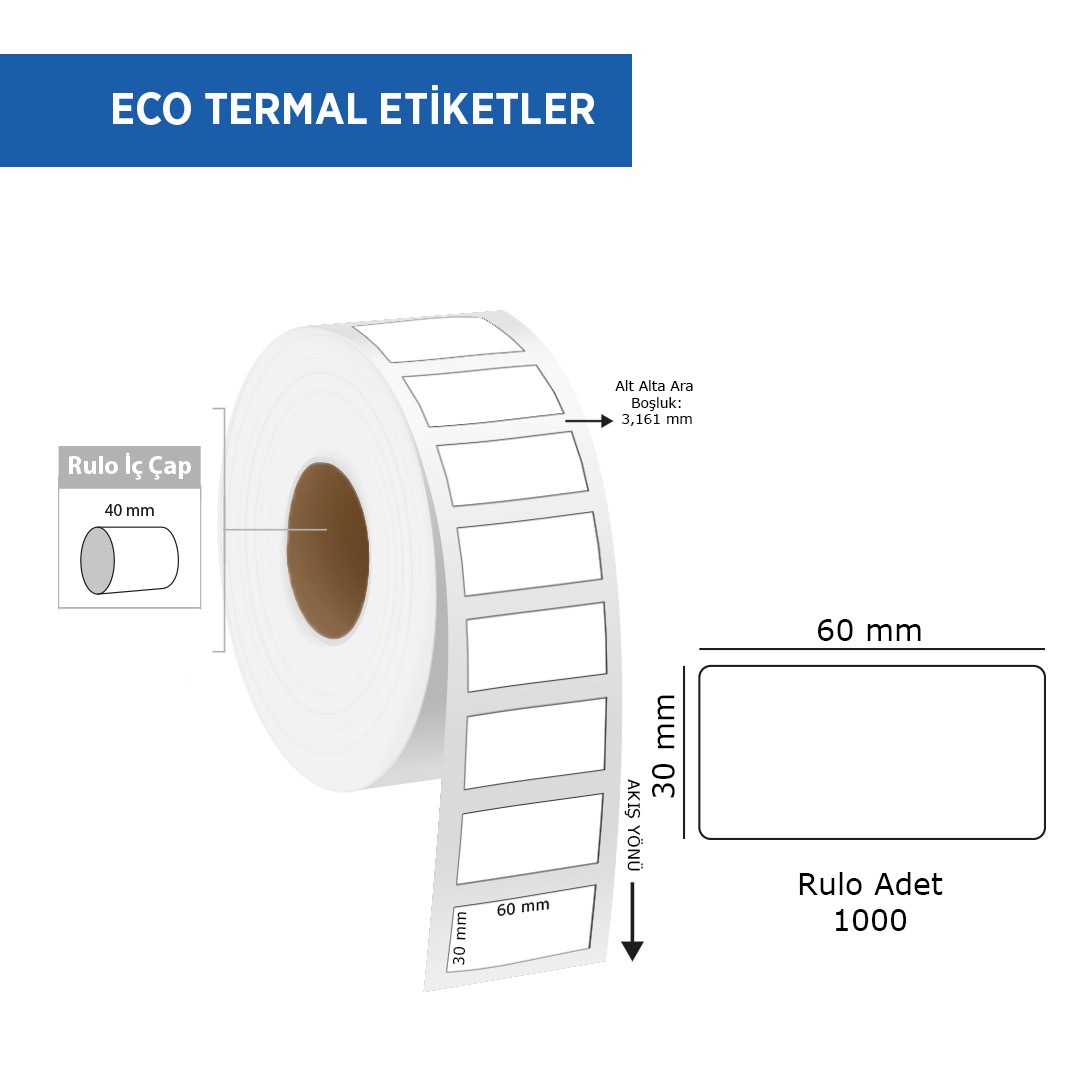 TANEX 60*30 ECO TERMAL ETİKET 1000'Lİ *80 