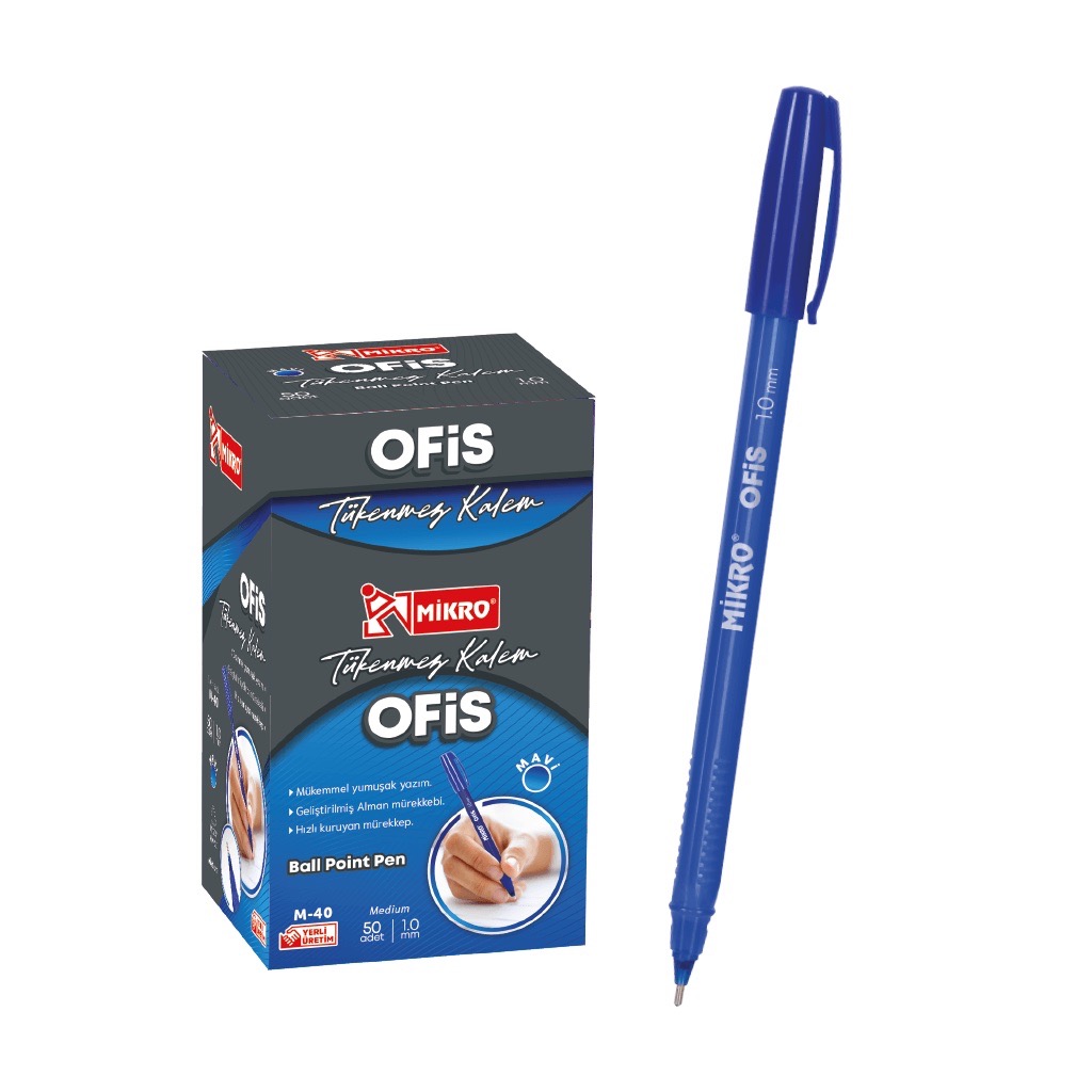 MİKRO M-40 OFİS TİPİ TÜKENMEZ KALEM MAVİ  50'Lİ*48
