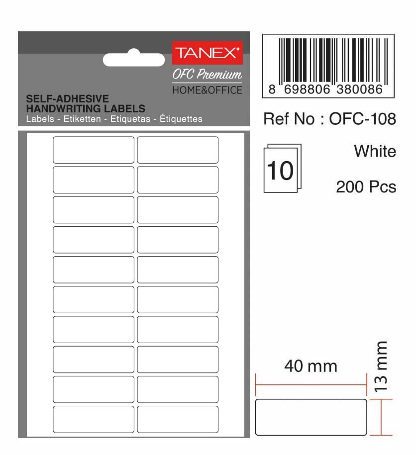 TANEX OFC-108 BEYAZ OFİS ETİKETİ 10'LU *54
