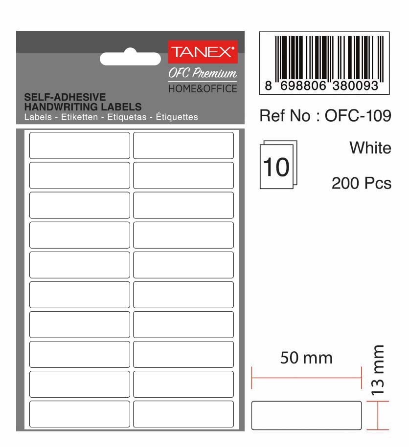 TANEX OFC-109 BEYAZ OFİS ETİKETİ 10'LU *54
