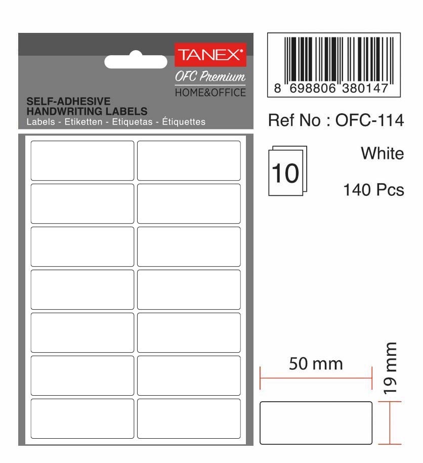 TANEX OFC-114 BEYAZ OFİS ETİKETİ 10'LU *54