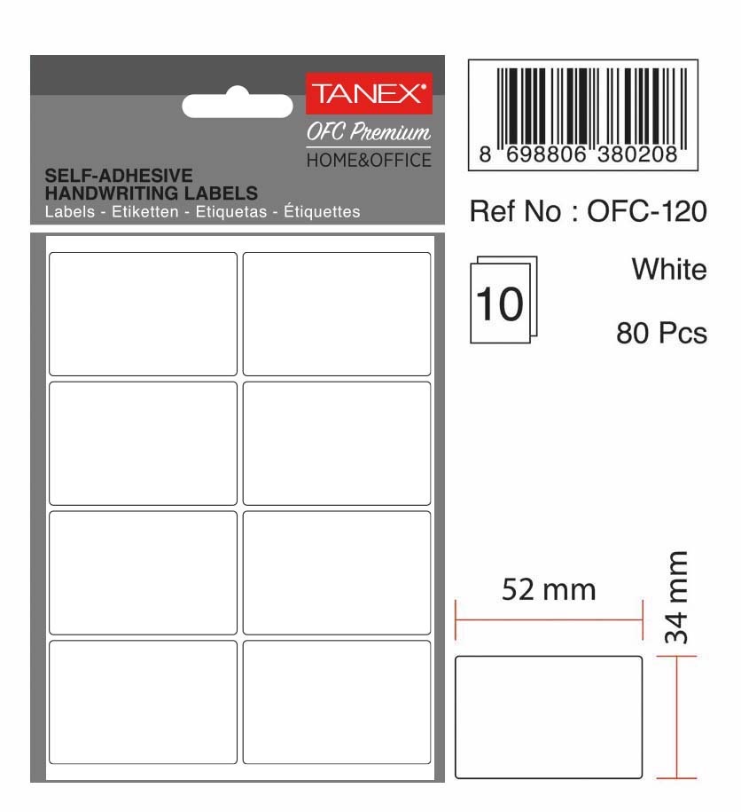 TANEX OFC-120 BEYAZ OFİS ETİKETİ 10'LU *54