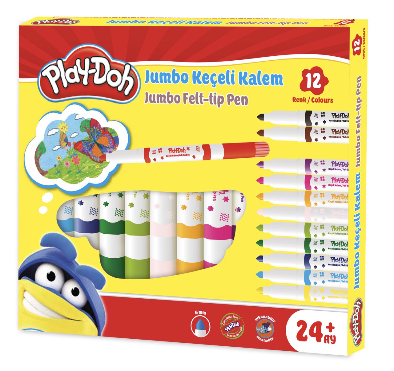 PLAY-DOH KE020 JUMBO KEÇELİ KALEM 12 RENK 12'Lİ *4